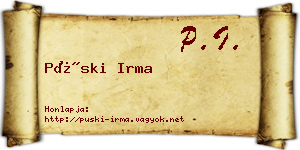 Püski Irma névjegykártya